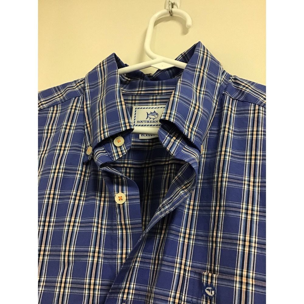 Southern Tide Blue Plaid Button Up Shirt Men's Size Medium Classic Fit - Picture 3 of 7